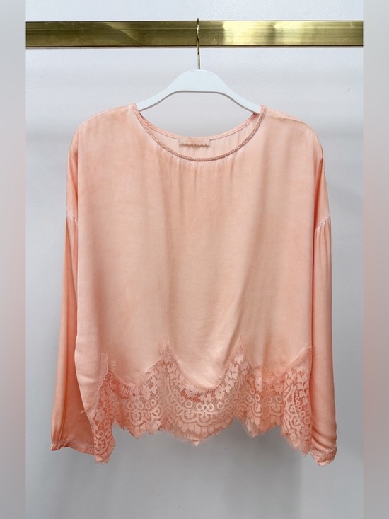 Milio Milano Tops - (235139/23239-SAL) LACE HEM VISCOSE CREW NECK LONG SLEEVE